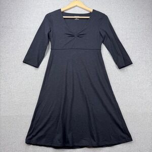 Toad&Co Rosalinda Dress Womens XS Black 3/4 Sleeve Organic Cotton Tencel A Line